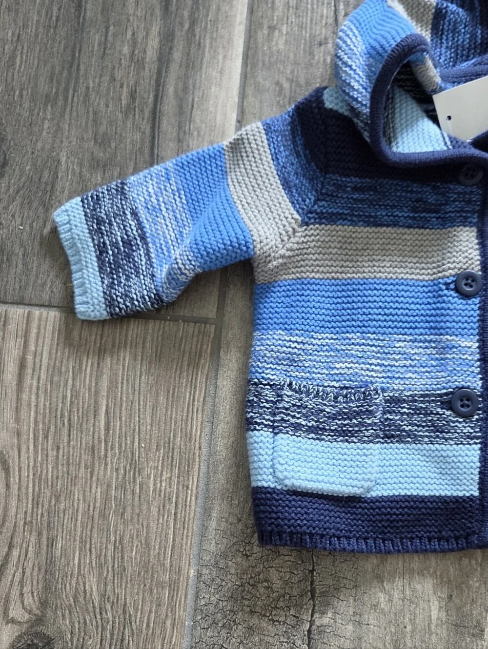GAP Baby NWT 0-3 Months Striped Blue Knit Baby Hoodie and Booties